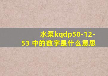 水泵kqdp50-12-53 中的数字是什么意思